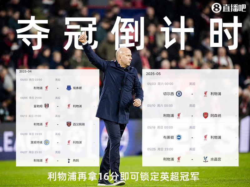 奪冠倒計時？槍手三場不勝落后榜首15分，利物浦再拿16分即可奪冠